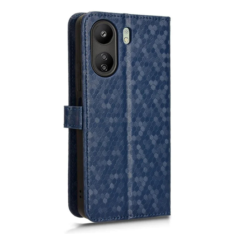 For Xiaomi Redmi 13C 4G / Poco C65 4G Phone Case Leather Viewing Stand Cover with Imprinted Dots
