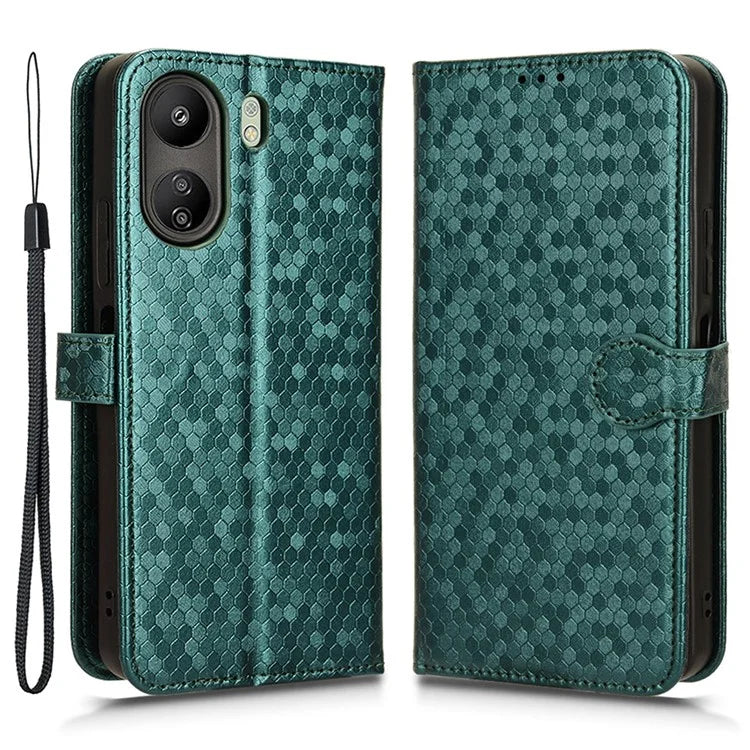 For Xiaomi Redmi 13C 4G / Poco C65 4G Phone Case Leather Viewing Stand Cover with Imprinted Dots