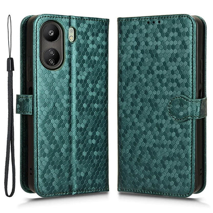 For Xiaomi Redmi 13C 4G / Poco C65 4G Phone Case Leather Viewing Stand Cover with Imprinted Dots