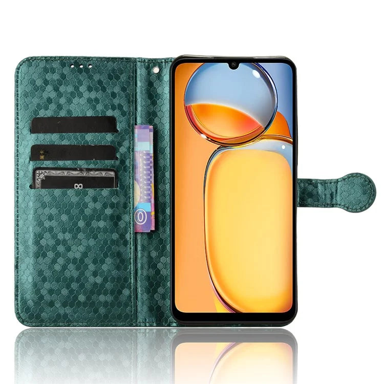 For Xiaomi Redmi 13C 4G / Poco C65 4G Phone Case Leather Viewing Stand Cover with Imprinted Dots