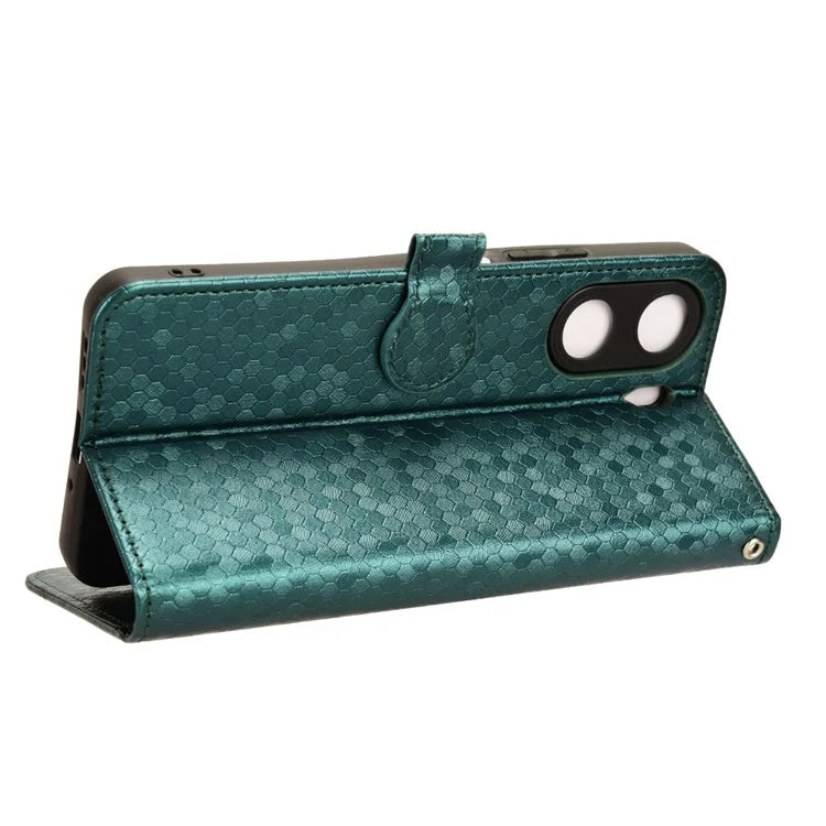 For Xiaomi Redmi 13C 4G / Poco C65 4G Phone Case Leather Viewing Stand Cover with Imprinted Dots