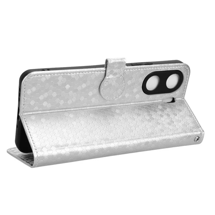 For Xiaomi Redmi 13C 4G / Poco C65 4G Phone Case Leather Viewing Stand Cover with Imprinted Dots