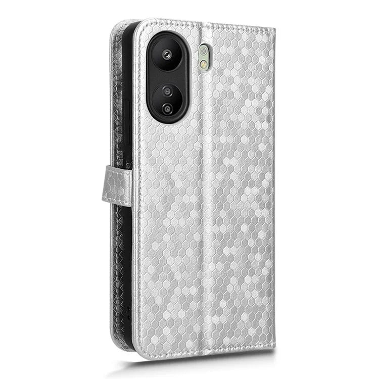 For Xiaomi Redmi 13C 4G / Poco C65 4G Phone Case Leather Viewing Stand Cover with Imprinted Dots