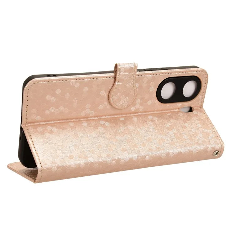 For Xiaomi Redmi 13C 4G / Poco C65 4G Phone Case Leather Viewing Stand Cover with Imprinted Dots