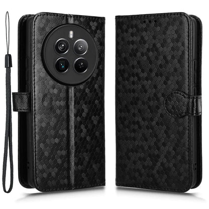 For Realme 12+ 5G Case Dots Imprinted PU Leather Mobile Phone Cover with Viewing Stand