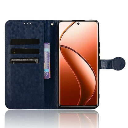 For Realme 12+ 5G Case Dots Imprinted PU Leather Mobile Phone Cover with Viewing Stand