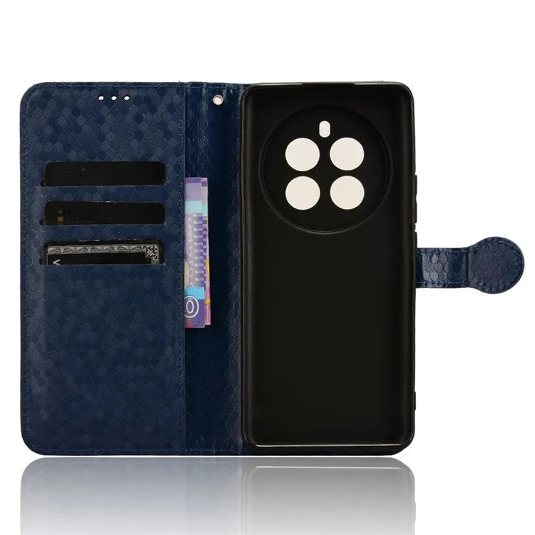 For Realme 12+ 5G Case Dots Imprinted PU Leather Mobile Phone Cover with Viewing Stand