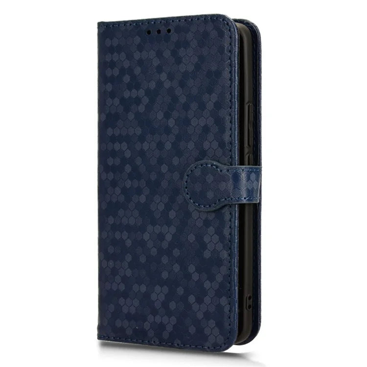 For Realme 12+ 5G Case Dots Imprinted PU Leather Mobile Phone Cover with Viewing Stand