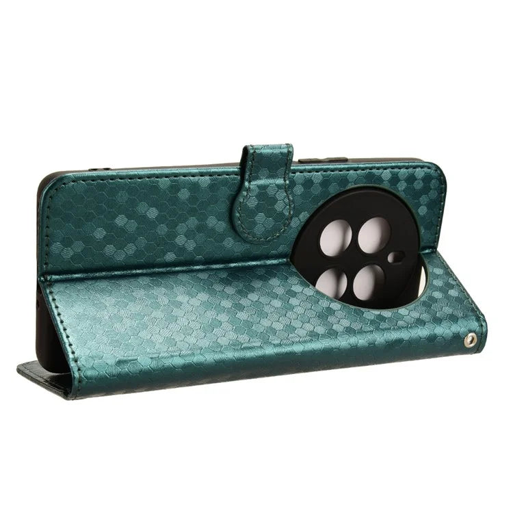 For Realme 12+ 5G Case Dots Imprinted PU Leather Mobile Phone Cover with Viewing Stand