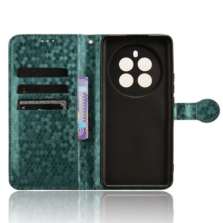 For Realme 12+ 5G Case Dots Imprinted PU Leather Mobile Phone Cover with Viewing Stand