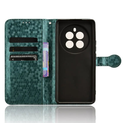 For Realme 12+ 5G Case Dots Imprinted PU Leather Mobile Phone Cover with Viewing Stand