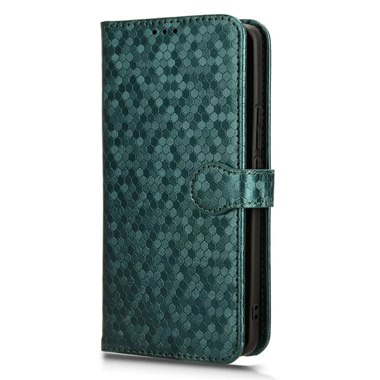 For Realme 12+ 5G Case Dots Imprinted PU Leather Mobile Phone Cover with Viewing Stand