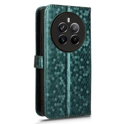 For Realme 12+ 5G Case Dots Imprinted PU Leather Mobile Phone Cover with Viewing Stand