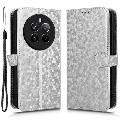 For Realme 12+ 5G Case Dots Imprinted PU Leather Mobile Phone Cover with Viewing Stand