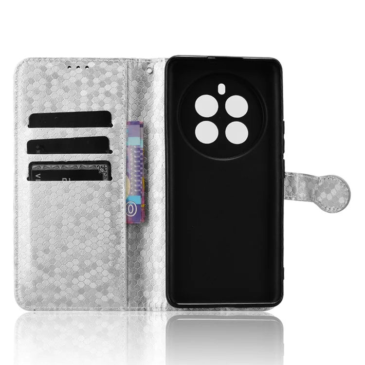 For Realme 12+ 5G Case Dots Imprinted PU Leather Mobile Phone Cover with Viewing Stand
