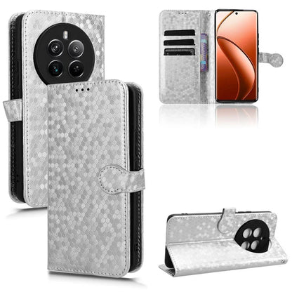 For Realme 12+ 5G Case Dots Imprinted PU Leather Mobile Phone Cover with Viewing Stand