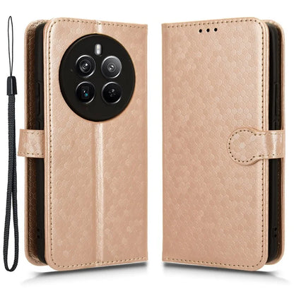 For Realme 12+ 5G Case Dots Imprinted PU Leather Mobile Phone Cover with Viewing Stand