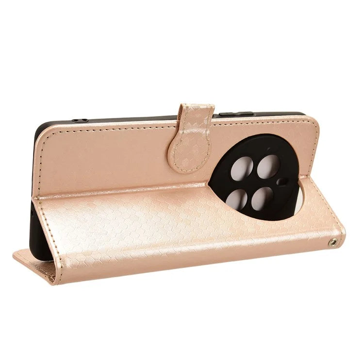 For Realme 12+ 5G Case Dots Imprinted PU Leather Mobile Phone Cover with Viewing Stand