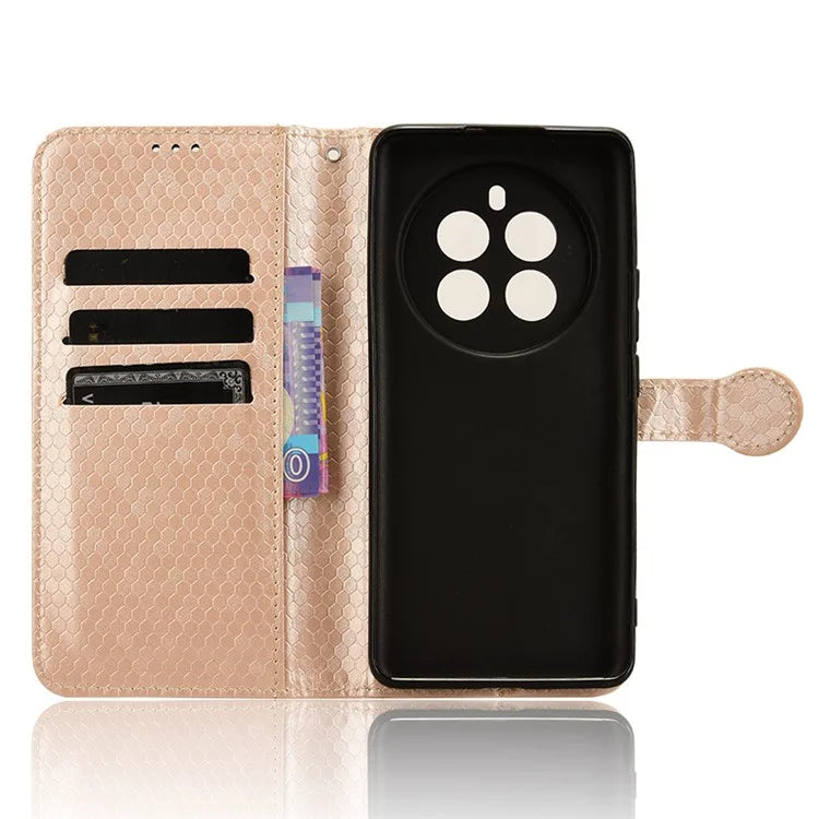 For Realme 12+ 5G Case Dots Imprinted PU Leather Mobile Phone Cover with Viewing Stand