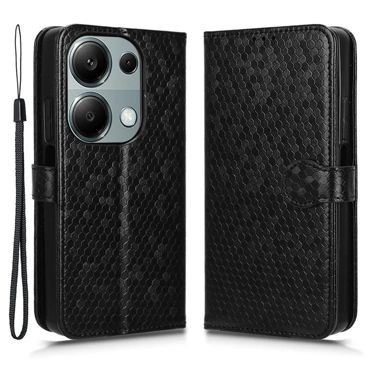 For Xiaomi Redmi Note 13 Pro 4G / Poco M6 Pro 4G Wallet Case Dots Imprinted Magnetic Closing Phone Cover