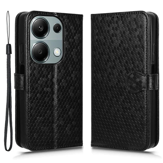 For Xiaomi Redmi Note 13 Pro 4G / Poco M6 Pro 4G Wallet Case Dots Imprinted Magnetic Closing Phone Cover