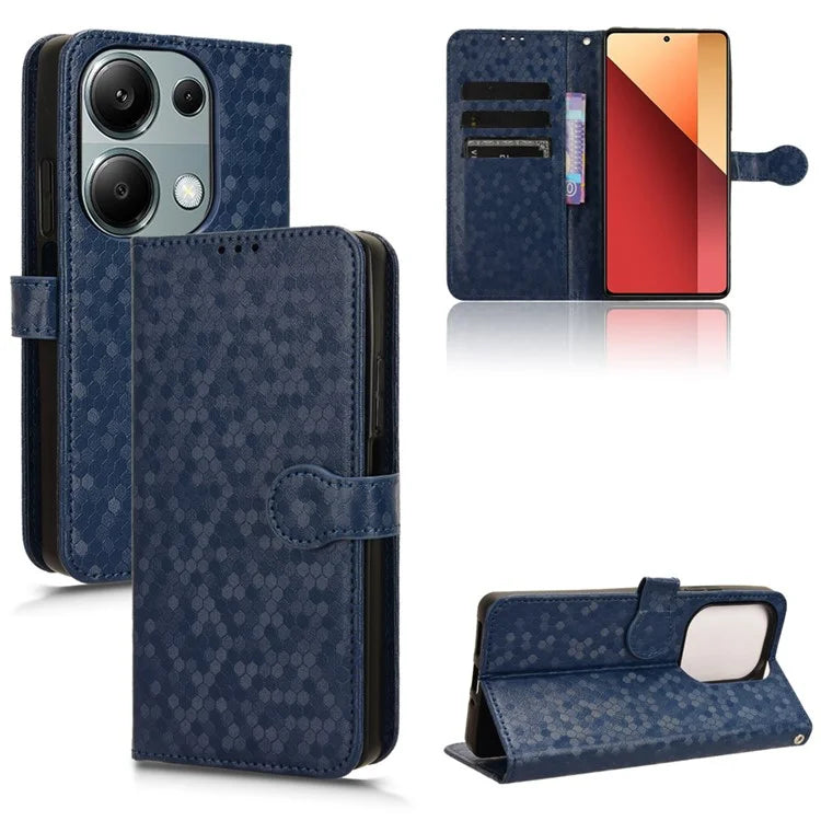 For Xiaomi Redmi Note 13 Pro 4G / Poco M6 Pro 4G Wallet Case Dots Imprinted Magnetic Closing Phone Cover