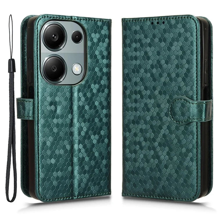 For Xiaomi Redmi Note 13 Pro 4G / Poco M6 Pro 4G Wallet Case Dots Imprinted Magnetic Closing Phone Cover