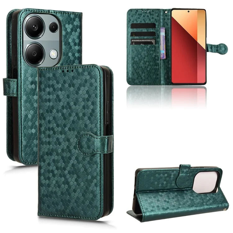 For Xiaomi Redmi Note 13 Pro 4G / Poco M6 Pro 4G Wallet Case Dots Imprinted Magnetic Closing Phone Cover