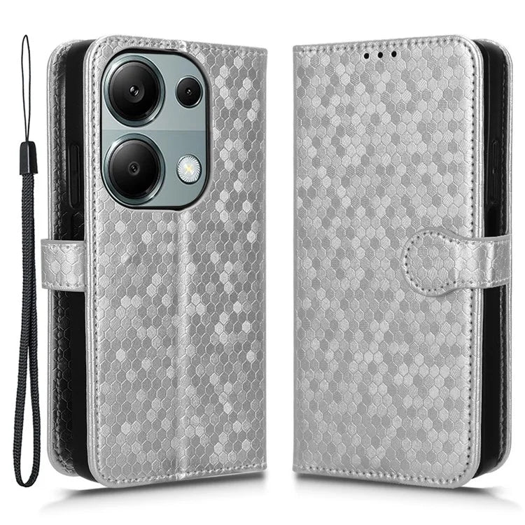 For Xiaomi Redmi Note 13 Pro 4G / Poco M6 Pro 4G Wallet Case Dots Imprinted Magnetic Closing Phone Cover