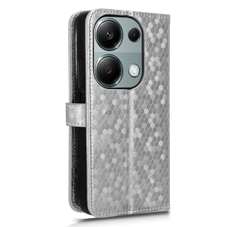 For Xiaomi Redmi Note 13 Pro 4G / Poco M6 Pro 4G Wallet Case Dots Imprinted Magnetic Closing Phone Cover