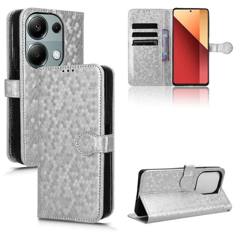 For Xiaomi Redmi Note 13 Pro 4G / Poco M6 Pro 4G Wallet Case Dots Imprinted Magnetic Closing Phone Cover