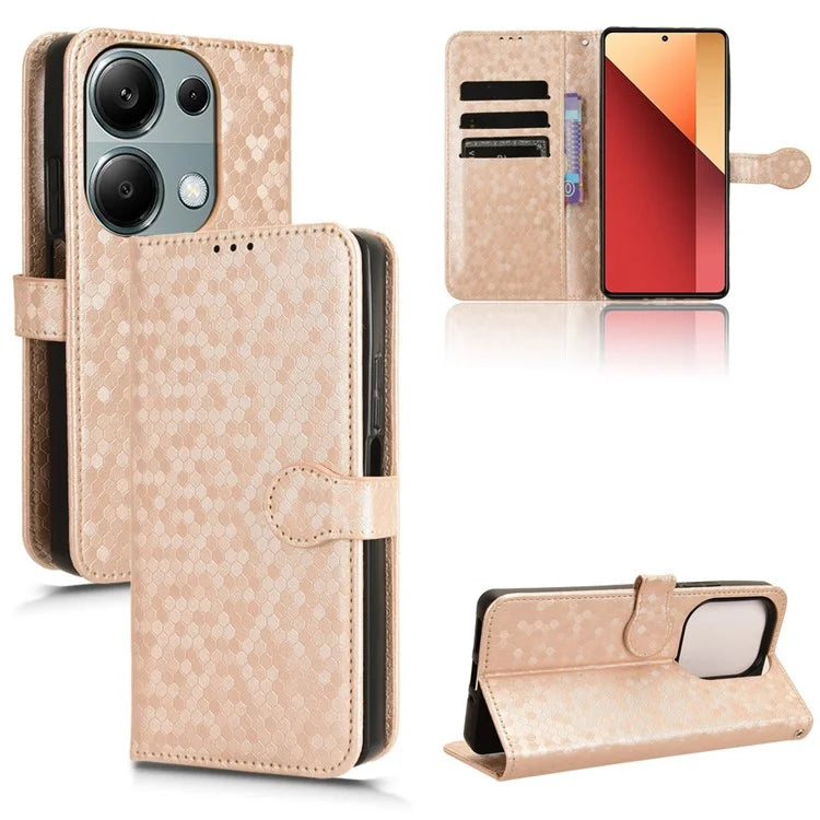 For Xiaomi Redmi Note 13 Pro 4G / Poco M6 Pro 4G Wallet Case Dots Imprinted Magnetic Closing Phone Cover