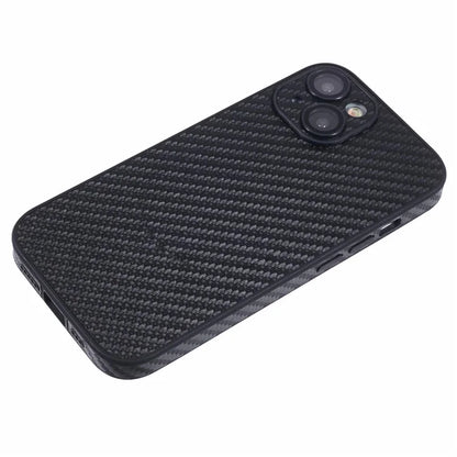 For iPhone 13 Magnetic Case PU Leather Carbon Fiber Phone Back Cover with Card Holder