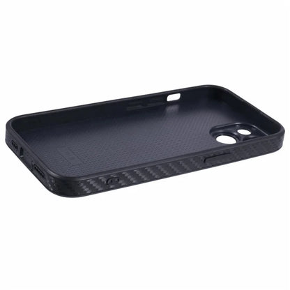 For iPhone 13 Magnetic Case PU Leather Carbon Fiber Phone Back Cover with Card Holder