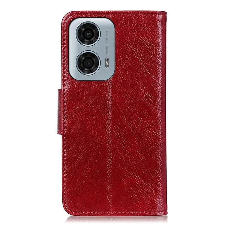 For Motorola Moto G24 Power Phone Case Card Slot Stand Split Leather Nappa Texture Phone Cover