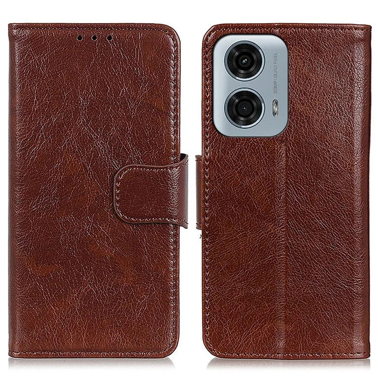 For Motorola Moto G24 Power Phone Case Card Slot Stand Split Leather Nappa Texture Phone Cover