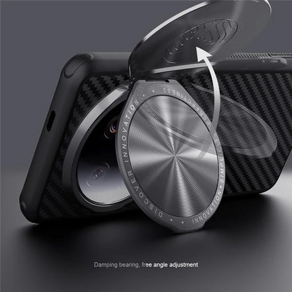 NILLKIN Carboprof Case for Xiaomi 14 Ultra Magnetic Case TPU+Aramid Fiber Shell with Camera Cover Kickstand