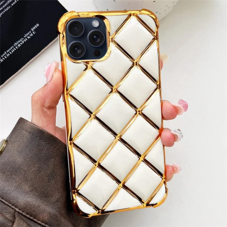 For iPhone 13 Pro Max TPU Case Diamond Pattern Electroplating Phone Cover