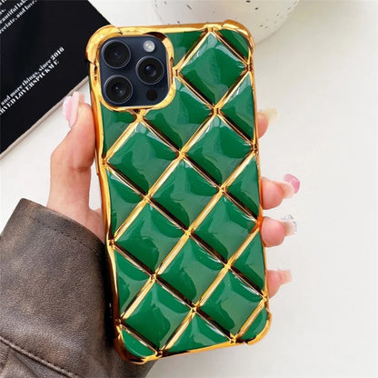 For iPhone 14 Pro Case Diamond Pattern Electroplating TPU Phone Back Cover