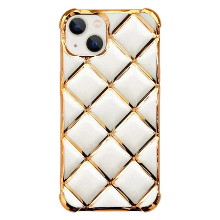 For iPhone 14 Plus Electroplating Case Diamond Pattern Flexible TPU Phone Cover