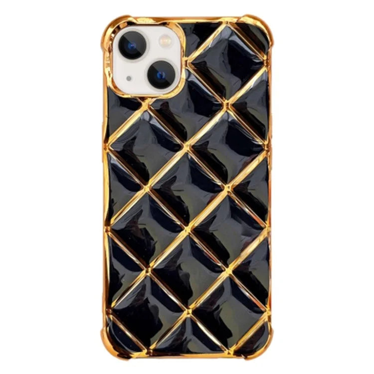 For iPhone 15 Plus TPU Case Diamond Pattern Anti-drop Electroplating Back Cover