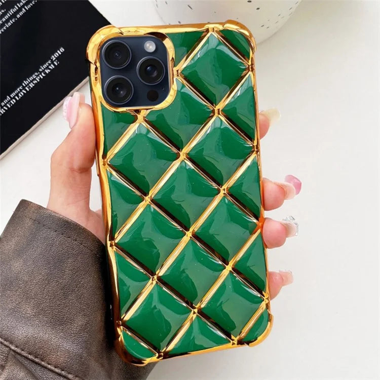 For iPhone 15 Pro Phone Case Electroplating Diamond Pattern TPU Cover