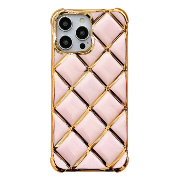 For iPhone 15 Pro Phone Case Electroplating Diamond Pattern TPU Cover