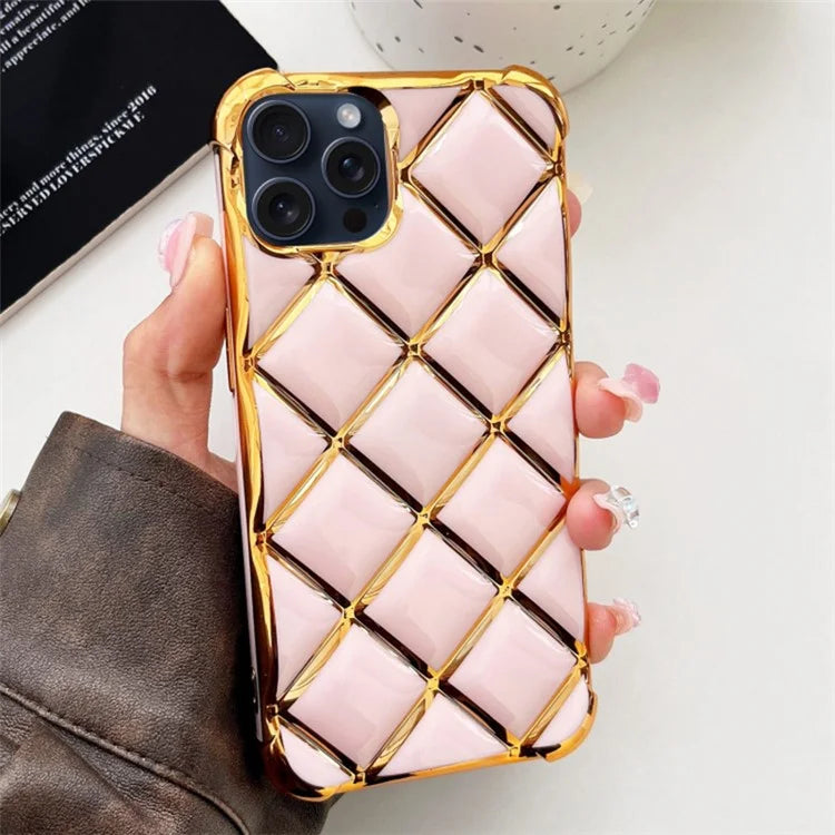 For iPhone 15 Pro Phone Case Electroplating Diamond Pattern TPU Cover