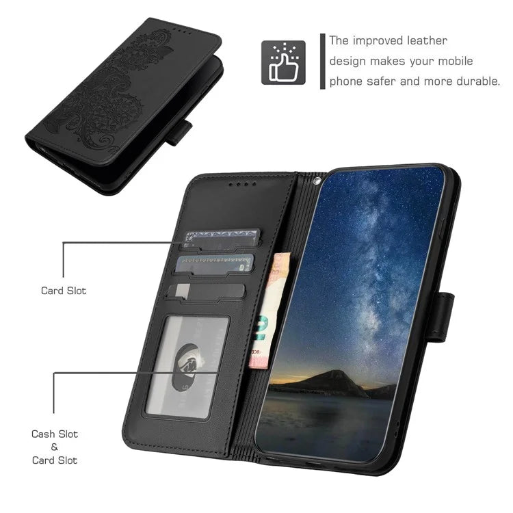 YX0050 For Google Pixel 9 Pro Wallet Phone Case Flower Pattern Imprinted Leather Flip Cover