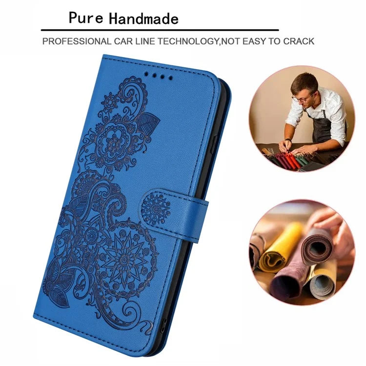 YX0050 For Google Pixel 9 Pro Wallet Phone Case Flower Pattern Imprinted Leather Flip Cover