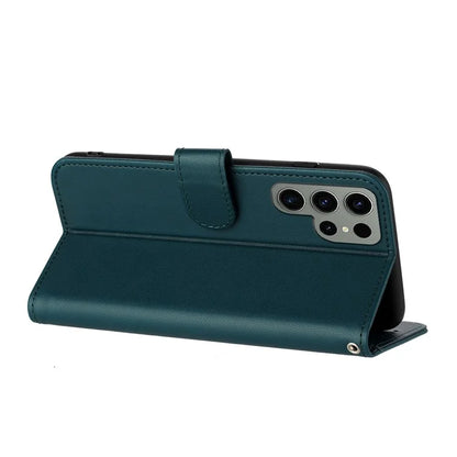 YX0050 For Samsung Galaxy S24 Ultra Phone Case Flower Pattern Imprinted Leather Coverish Green