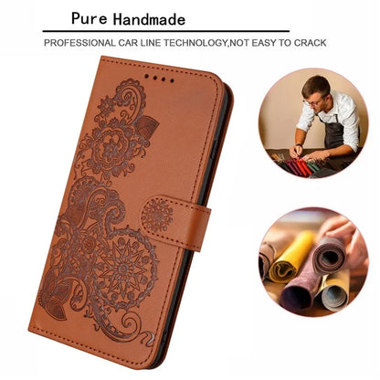 YX0050 For Samsung Galaxy S24 Ultra Phone Case Flower Pattern Imprinted Leather Cover