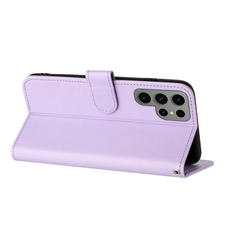YX0050 For Samsung Galaxy S24 Ultra Phone Case Flower Pattern Imprinted Leather Cover