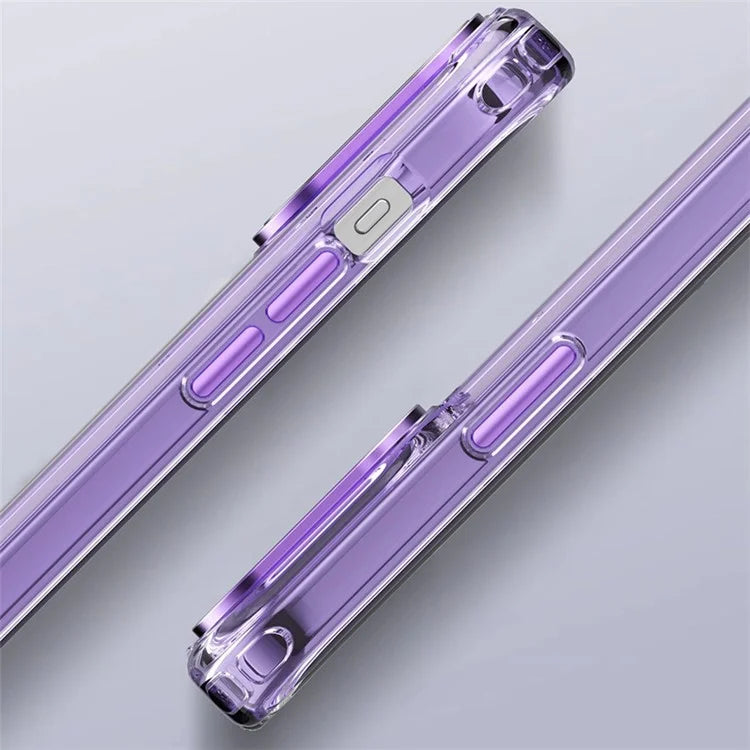 For iPhone 13 Pro Max Clear Case Shockproof PC+TPU Hybrid Slim Phone Cover Purple